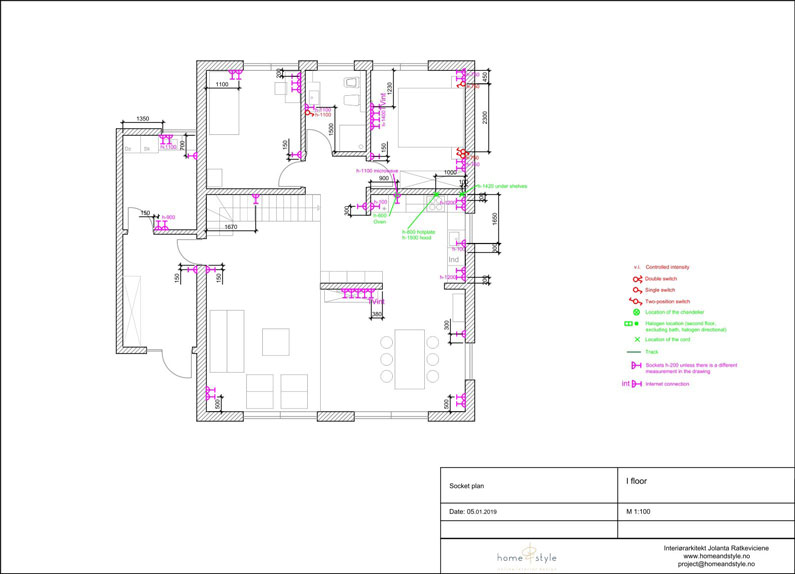 Home and style electricity plan socket floor plan Interiorarkitekt Jolanta Ratkeviciene Stavanger Norway